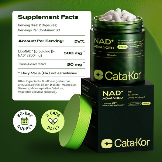Cata-Kor Liposomal NAD+ Supplement with Resveratrol – NMN Supplement Alternative - Advanced NAD Resveratrol(Pack of 2)